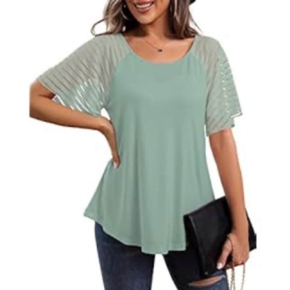 Mint Green Short Sleeve Women's Top